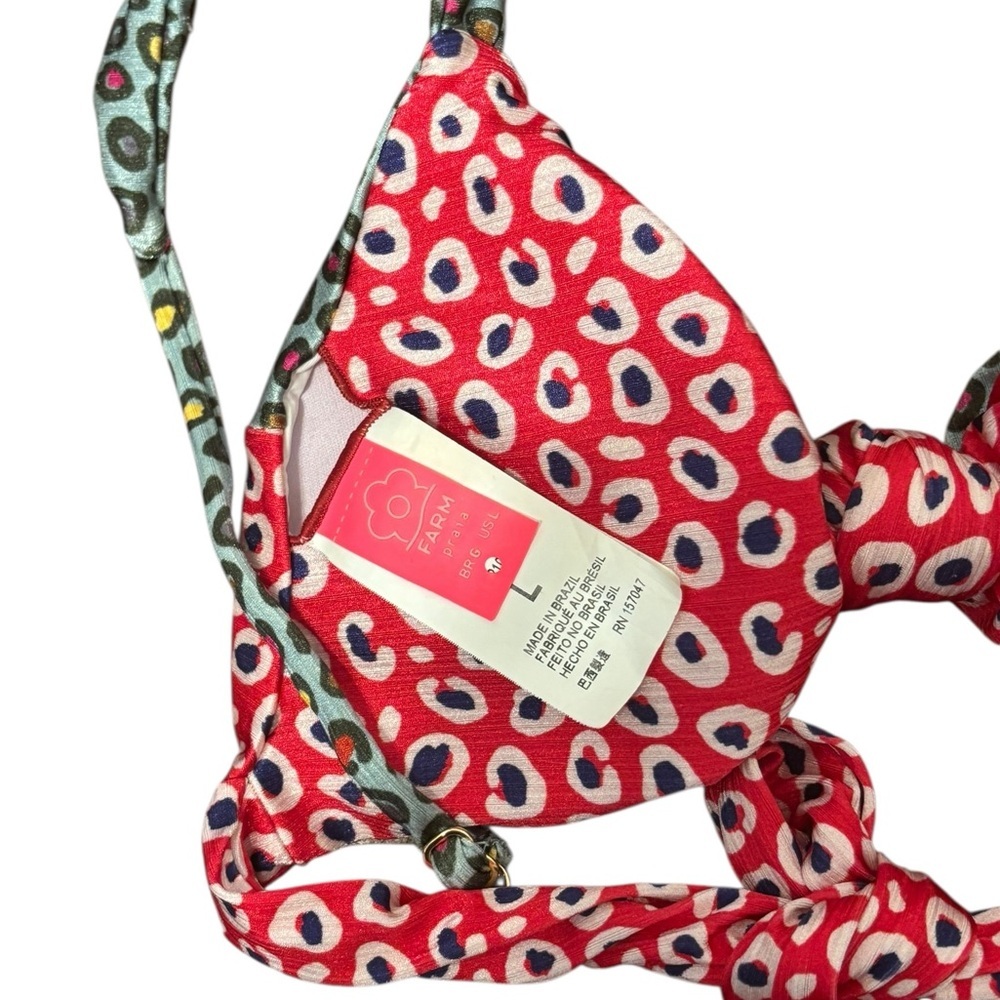 FARM Rio Leopard Patcha Reversible Bikini Top Size Large - Picture 8 of 9